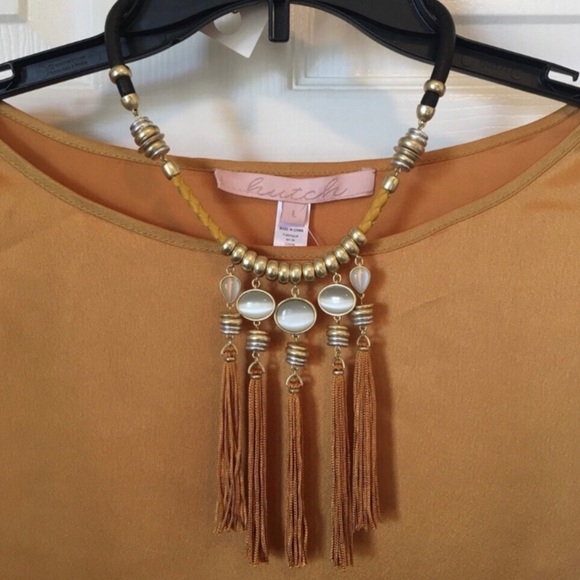 Lucky Brand Gold Mustard OCHRE Fringe Necklace - Picture 3 of 7